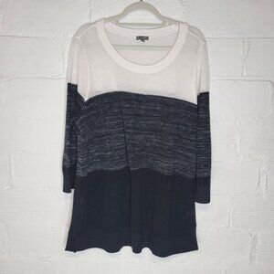 T By Talbots Women's Size 2X Pullover Sweater Black White Open Knit